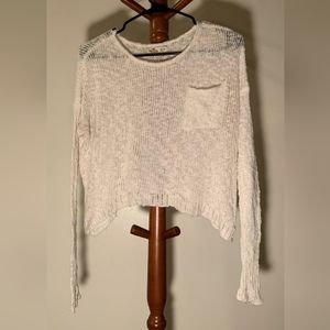 Hollister tight fitted white crop sweater